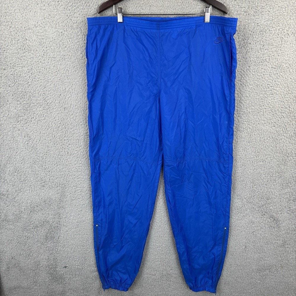 Vintage 80's‎ Nike Windbreaker Track Pants Mens XL Blue Zip Ankle Nylon Tapered